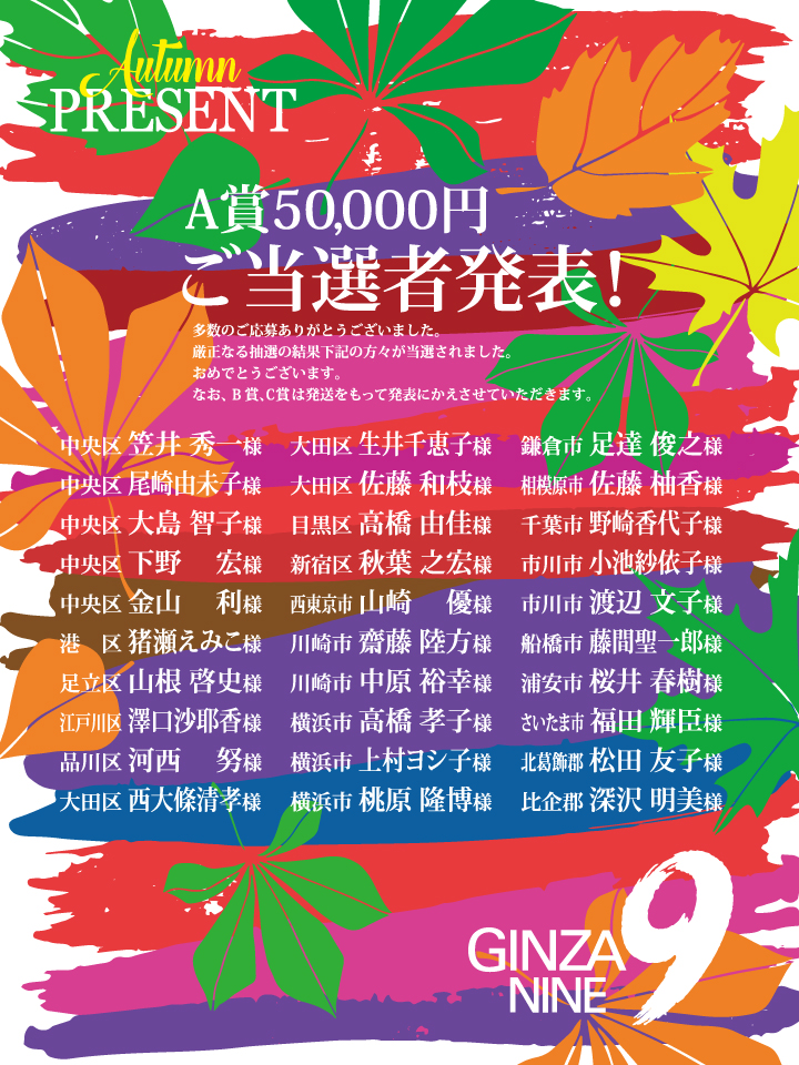 2025 AUTUMN PRESNT ご当選者
